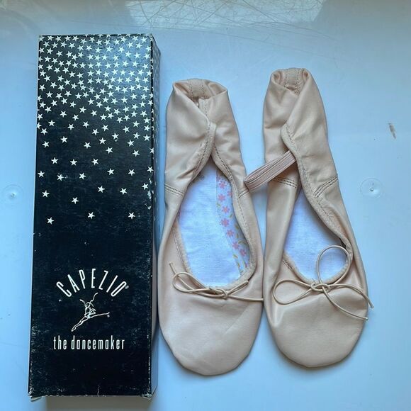 Vtg 1991 new in box Capezio Daisy pink leather ballet slippers/dance shoes - Picture 1 of 6